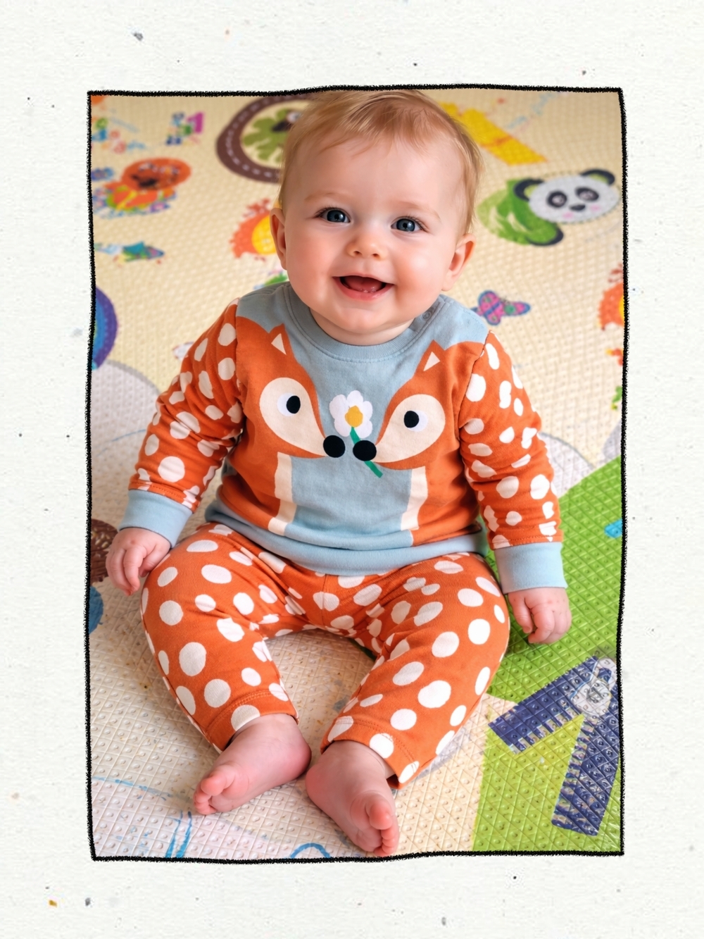 2/60 Stella McCartney Kids orange and duck egg blue deer-print tacksuit set